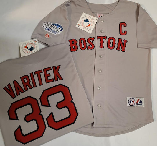 JASON VARITEK Boston Red Sox 2004 Majestic Throwback Away Baseball