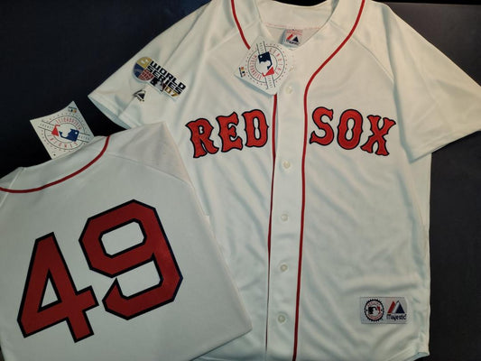 Majestic Boston Red Sox TIM WAKEFIELD 2004 World Series Baseball Jerse –