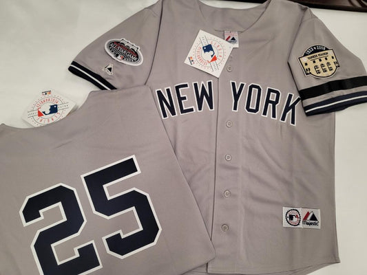 Majestic New York Yankees JOHNNY DAMON 2008 Baseball JERSEY GRAY