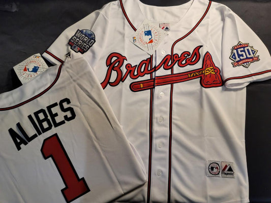 Majestic Atlanta Braves OZZIE ALBIES 2021 World Series Baseball Jersey GRAY