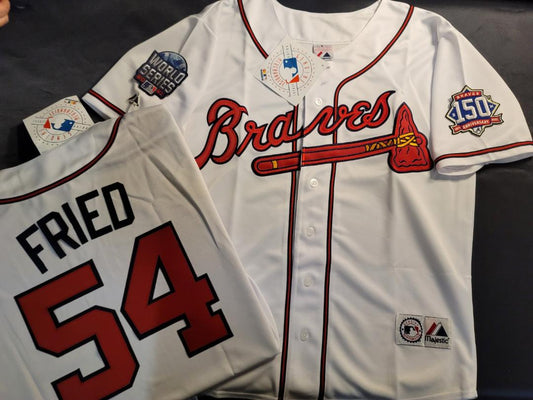 Atlanta Braves Jersey Baseball Shirt Majestic Navy Blue Polyester Mens Size  XL