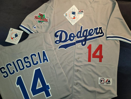 Buy the Majestic Men's Gray Los Angeles Dodgers Jersey Sz. XL