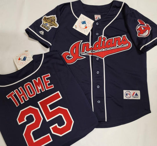 Vintage Majestic Mens Medium Blue Philadelphia Phillies Jim Thome Throwback  Baseball Jersey