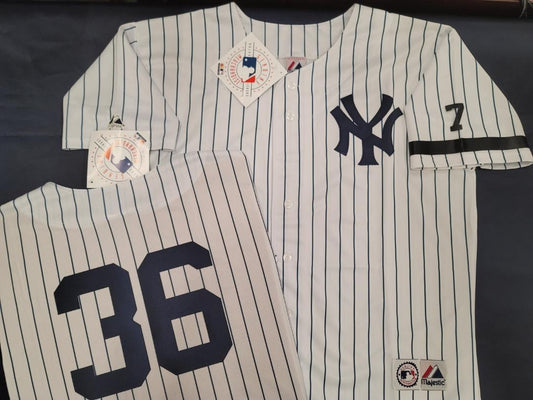 Majestic New York Yankees ANDY PETTITTE 1995 Baseball JERSEY GRAY w/#7  (Mantle)