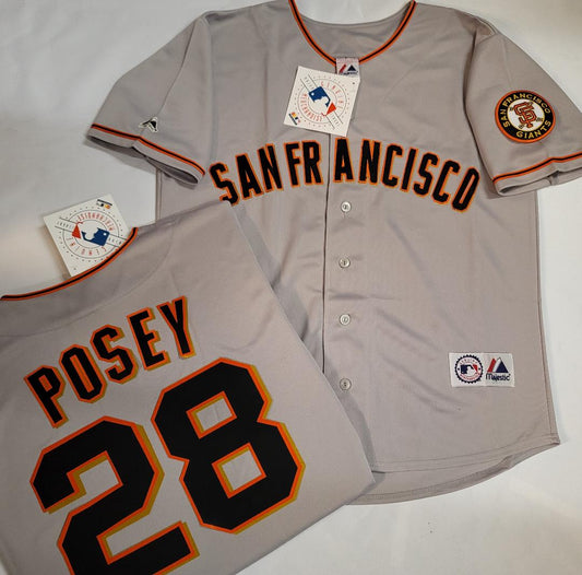 Buster Posey Grey San Fransisco Giants Cool Base jersey
