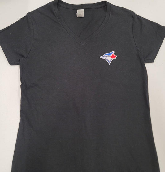 Womens MLB Team Apparel TORONTO BLUE JAYS V-Neck Baseball Shirt ROYAL –