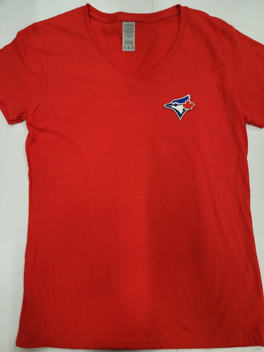 Womens MLB Team Apparel TORONTO BLUE JAYS V-Neck Baseball Shirt ROYAL –