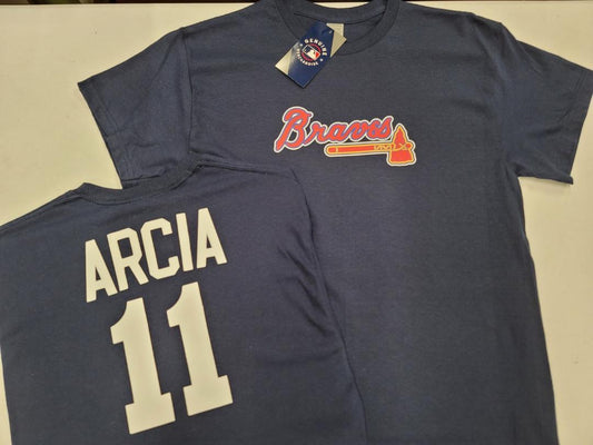 Mens MLB Team Apparel Atlanta Braves AUSTIN RILEY Baseball Shirt NAVY