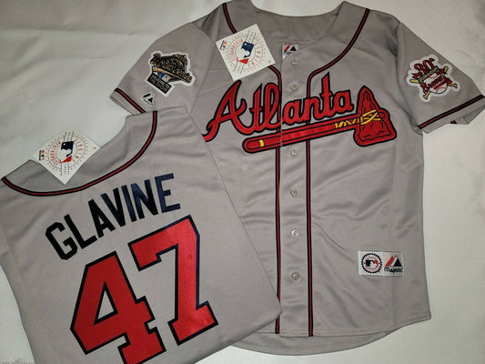 Majestic Atlanta Braves MARK LEMKE 1995 World Series Baseball Jersey G –