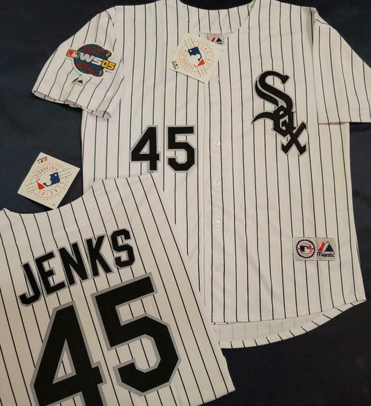 1805 Chicago White Sox BOBBY JENKS 2005 World Series Baseball Jersey BLACK  New