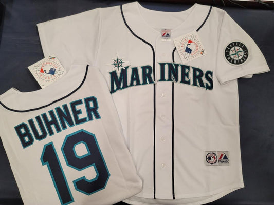 Majestic Seattle Mariners KEN GRIFFEY JR Sewn Baseball JERSEY WHITE –