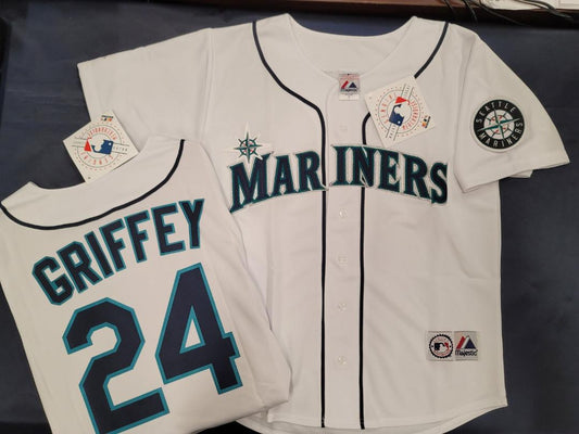 Majestic Seattle Mariners KEN GRIFFEY JR Sewn Baseball JERSEY GRAY –