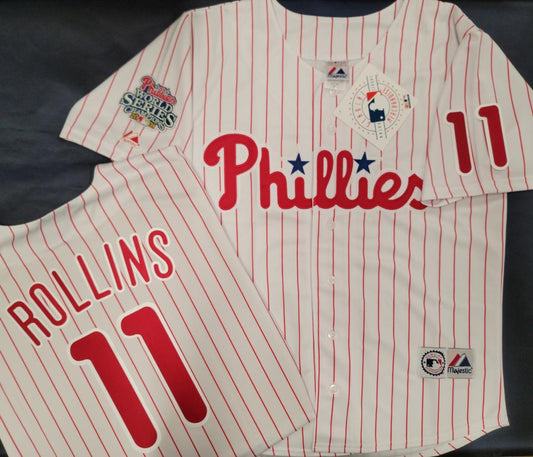 Majestic Philadelphia Phillies JIMMY ROLLINS 2008 World Series Champio –