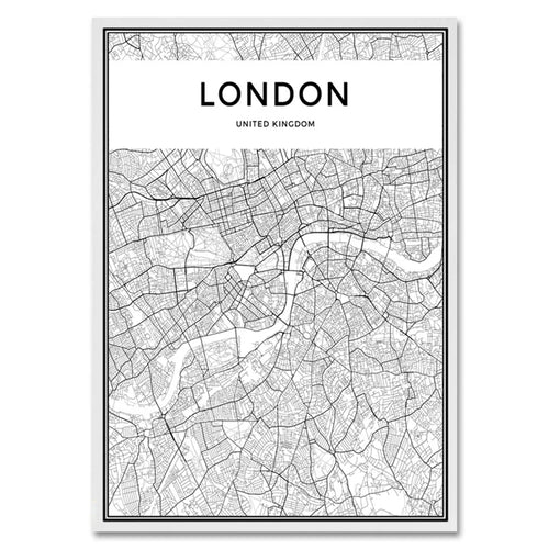 Black and White World City Map New York Tokyo Paris Wall Art Canvas Poster Prints Nordic Style Paintings Picture for Living Room