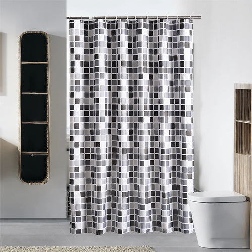 Modern Mosaic Plaid Bathroom Curtain Fabric Cloth Thickened Waterproof Shower Curtain Bathtub Curtains With Hooks Home Decor