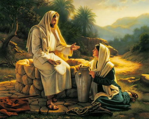 Famous Painting Jesus and the Samaritan Woman Posters and Prints Wall Art Canvas Painting for Living Room Home Decor No frame