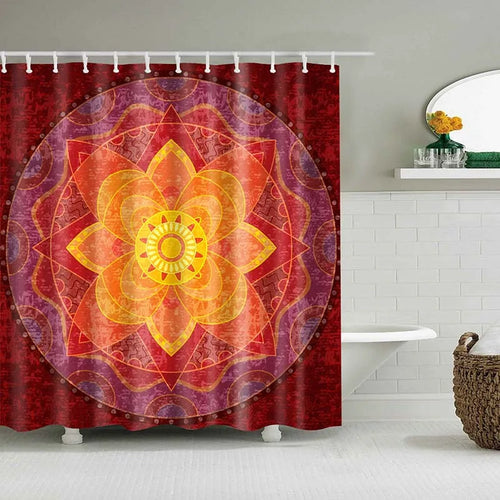 Indian Mandala Shower Curtain Flower Printed Geometric Bohemian Bathroom Curtains Shower Wall Hanging Geometric Shower Curtains