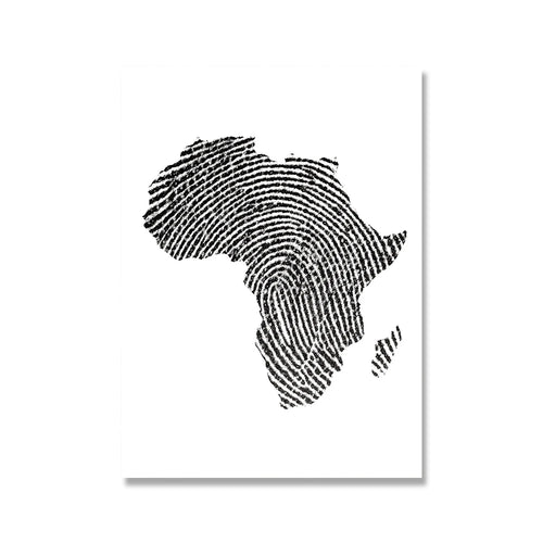 Africa Map Posters and Prints Finger Map Travel Wall Art Canvas Painting Grey Black White Pictures for Living Room Home Decor