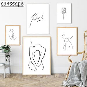 Abstract Line Woman Posters Minimalist Wall Art Canvas Painting Line Draw Poster Nordic Wall Pictures For Living Room Decor - Whatarter
