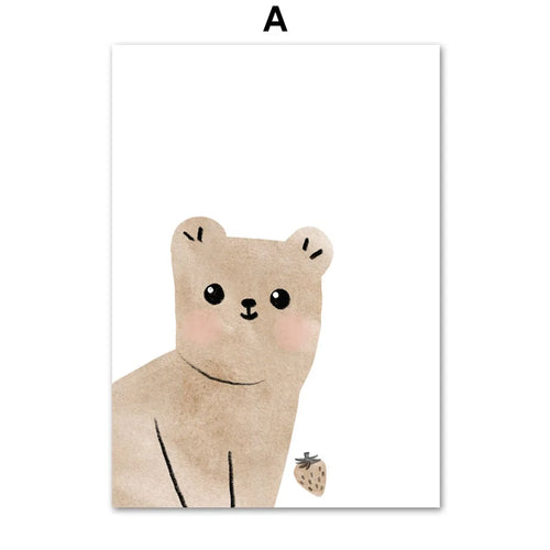 Nordic Posters And Prints Bear Elephant Giraffe Sloth Sun Rainbow Wall Art Canvas Painting Cartoon Wall Pictures Kids Room Decor