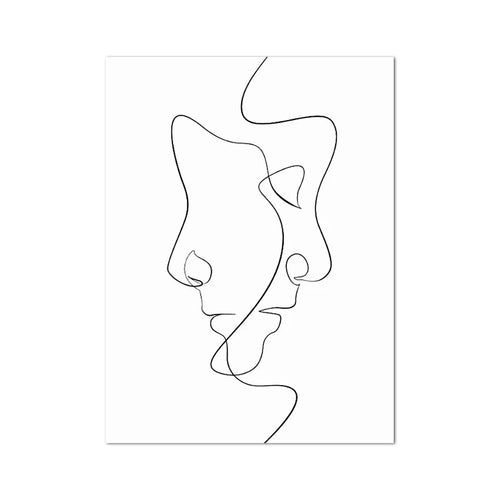Couple Line Drawing Sketch Print Minimalist Abstract Wall Art Canvas Painting Black White Picture Nordic Poster Bedroom Decor