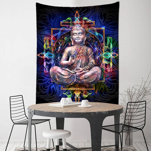 Buddha Tapestry Wall Hanging Meditator Seven Chakras Indian Bohemian Style Mandala Tapiz Hippie Home Decor