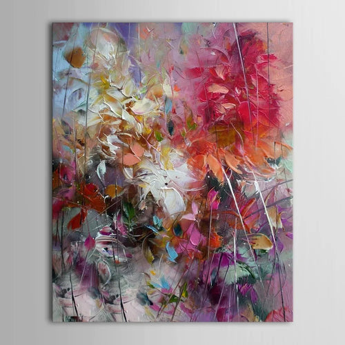 100% Hand-painted Flowers and Roses Abstract Oil Painting Modern Wall Art Living Room Frameless Decorative Paintings