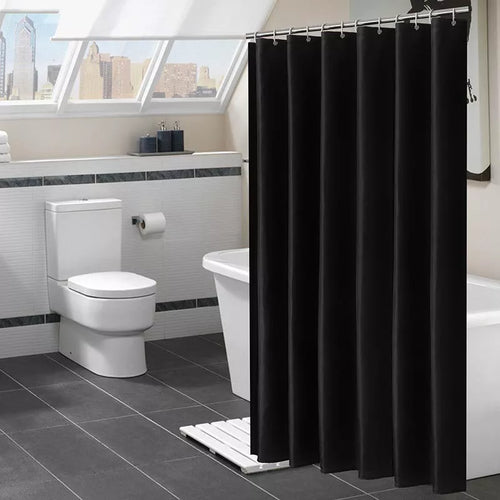 Modern Black Shower Curtain Waterproof Mildew Proof Bathing Cover Thicken Solid Bathroom Bathtub Curtain With Hooks Home Decor