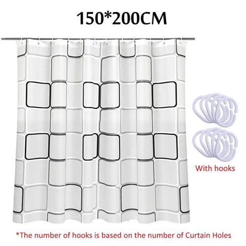 240/200/180/150 Plastic Shower Curtain With Hooks Mildew Proof Translucent Bathroom Curtains Home Waterproof Modern PEVA Curtain