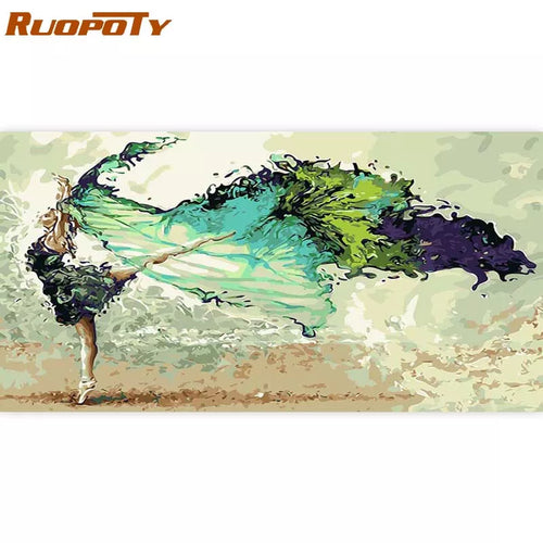 RUOPOTY 60x120cm Frame DIY Painting By Numbers Dancer Modern Home Wall Art Canvas Painting Large Size For Living Room Home Decor