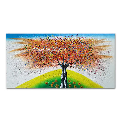 Arthyx Hand Made Trees Landscape Oil Painting On Canvas,Modern Abstract Wall Art,Pictures For Living Room Home Office Decoration
