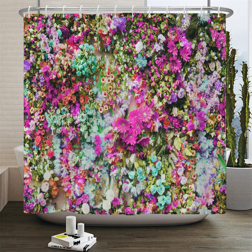 Beautiful Colorful Flower Plant Bath Curtain Waterproof Fabric Shower Curtain With Hooks Bathtub Screen for Bathroom Home Decor