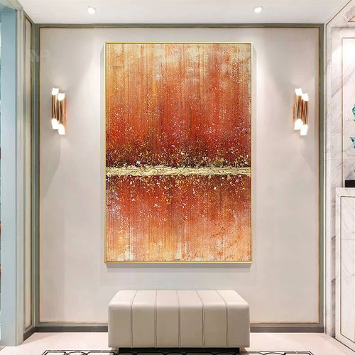 Pure Hand Painted Canvas Oil Painting Gold Wall Decor Art Poster Hanging Pictures For Living Room Entrance Hotel Decor Unframed