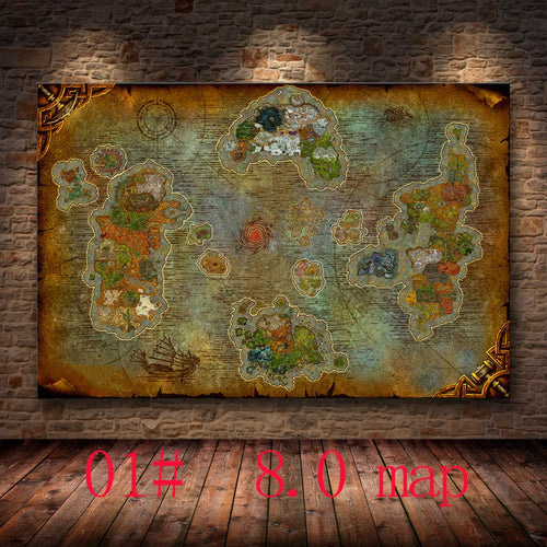 Unframed The Poster Decoration Painting of World of Warcraft 8.0 map on HD Canvas canvas painting wall art canvas