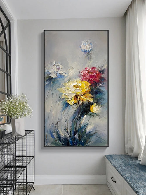 New Handmade Knife Flower Oil Painting Large Size 100% Handpainted Oil Painting On Canvas Wall Art Picture Home Decoration