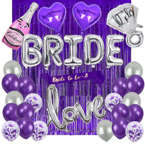 Cheereveal Bride To Be Theme Purple Bachelorette Party Decoration Bride Love Ring Foil Balloon Curtain Bridal Shower Supplies