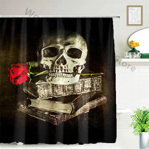 Bathroom Scary 3D Horror Bloody Halloween Shower Curtain Window Horror Bloody Hands Printing Waterproof 12 Hook Bathroom Curtain