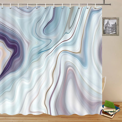 Purple Shower Curtain Modern Simple Colorful Marble Abstract Purple Marble Curtains Set with 12 Hooks Cloth Bath Bathroom Decor