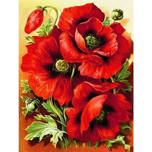 Paint With Diamond Painting Poppy Full Square Drill Cross Stitch Kit Embroidery Flower Mosaic Needlework Home Decor Gifts