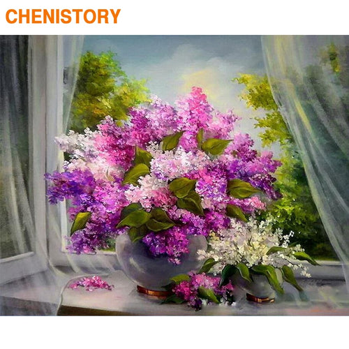 CHENISTORY Frame Violet DIY Painting By Numbers Kit Modern Wall Art Picture By Numbers Acrylic Canvas By Numbers For Home Decors