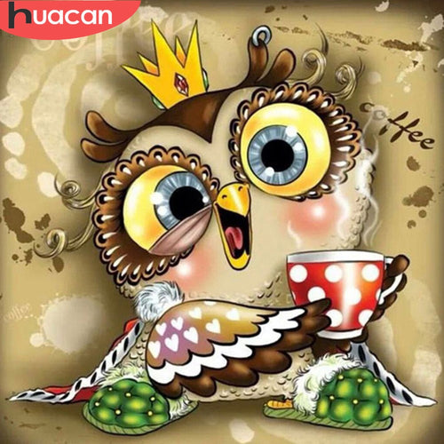 HUACAN Diamond Embroidery Owl Full Square Diamond Painting Cartoon Diy Diamond Mosaic Picture Of Rhinestone Handmade Child Gift
