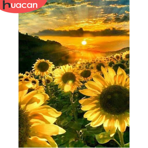 HUACAN Diamond Painting Sunflower Full Sqaure Rhinestone Kit Diamond Embroidery Flower Cross Stitch Home Decoration