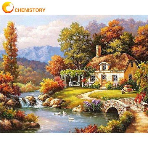 CHENISTORY Fairyland Landscape DIY Painting By Numbers Kits Drawing Painting By Numbers Acrylic Paint On Canvas For Room Artwork