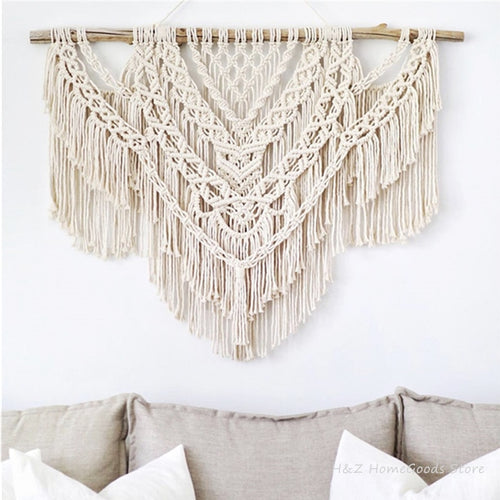 Large Macrame Tapestry Wall Hangding Geometric Art Wall Decor Bohemian Home Bedroom Background Chic Handicrafts Woven Tapestry