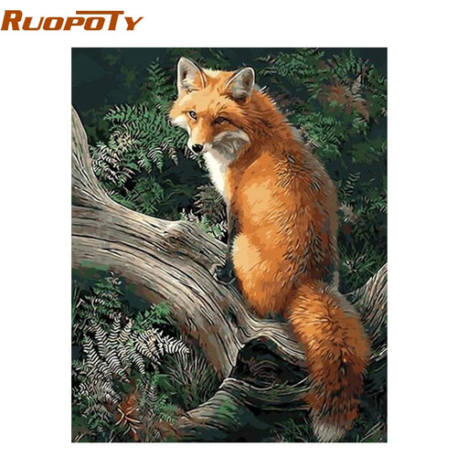 RUOPOTY Frame Fox Animals DIY Painting By Numbers Kits Modern Wall Art Canvas Painting For Unique Gift Home Wall Artwork 40x50cm