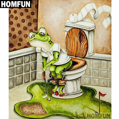 HOMFUN Full Square/Round Drill 5D DIY Diamond Painting &quot;Frog toilet&quot; 3D Embroidery Cross Stitch 5D Home Decor Gift A00622