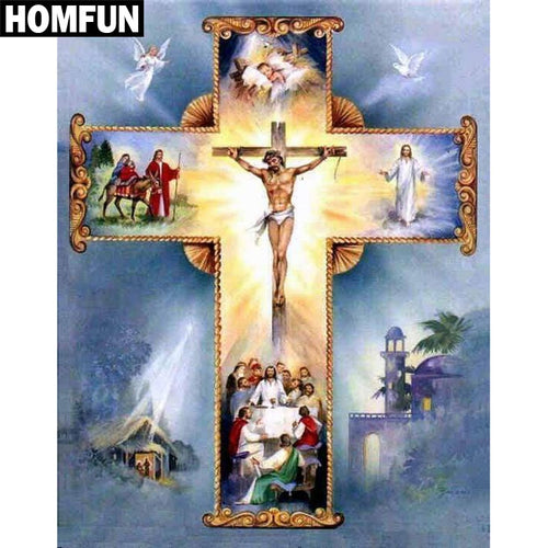 HOMFUN Full Square/Round Drill 5D DIY Diamond Painting &quot;Religious Jesus&quot; Embroidery Cross Stitch 5D Home Decor Gift A03828