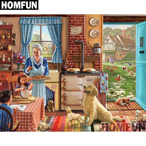 HOMFUN Full Square/Round Drill 5D DIY Diamond Painting "Cartoon family garden" Embroidery Cross Stitch 3D Home Decor Gift A00763
