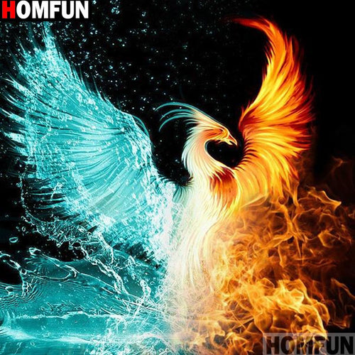 HOMFUN Full Square/Round Drill 5D DIY Diamond Painting &quot;Water fire phoenix&quot; 3D Embroidery Cross Stitch 5D Decor A13498