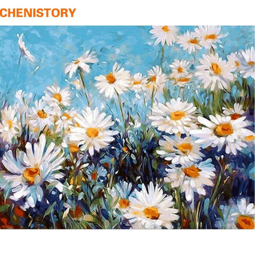CHENISTORY Frameless Chrysanthemum DIY Painting By Numbers Modern Wall Art Canvas Hand Painted Oil Painting For Home Decor 40x50